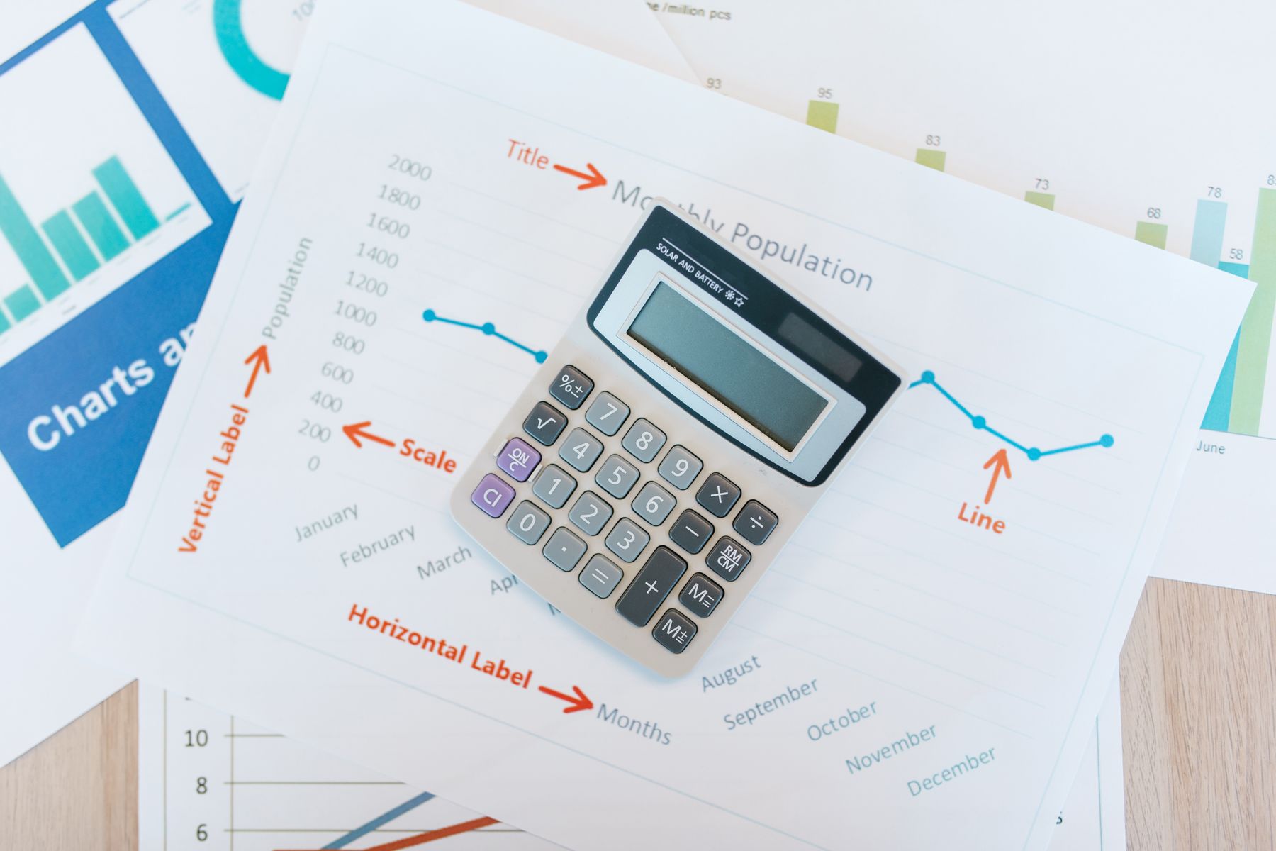 Calculadora sobre planilha representando o cálculo de valores da rescisão